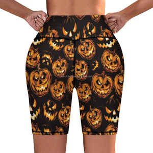 Pantalones cortos de yoga y gimnasio de cintura alta al por mayor para mujer, pantalones cortos deportivos transpirables cómodos con botones, sublimación personalizada, color sólido - Product Image 4