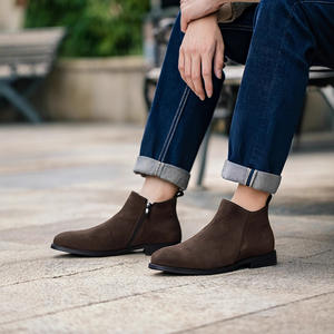 <b>Vintage</b> Brown Suede Chukka <b>Boots</b> with Classic Lacing and Wear Resistant Heel for Men's Business Casual and Retro Matching - Product Image 4