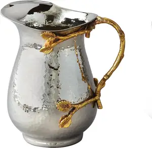 Hammered Design Pitcher With Floral Handle Is Perfect Accent For Any Table Setting For Event Party Also Ideal For Entertaining