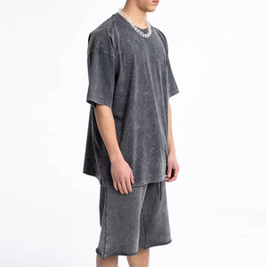 Custom Mens Vintage Washed Acid Wash Sweat Shorts Camisetas y pantalones cortos Conjunto para los hombres personalizados camiseta conjunto - Product Image 2