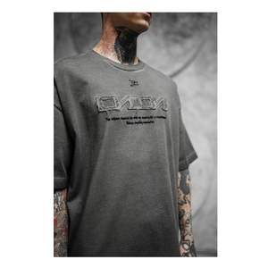 T-shirts longs pour hommes, surdimensionnés, 100% coton, imprimés, streetwear, vêtements de fitness, impression de logo personnalisée, grande taille - Product Image 3