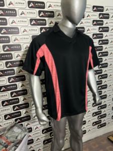 Cortar y coser estilo de gran tamaño Polo cuello Retro elegante hombres negro Multi Logo fútbol Jersey camiseta - Product Image 3