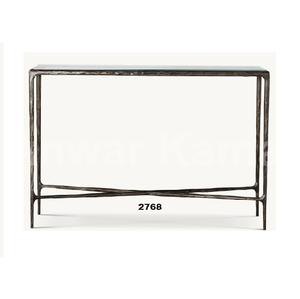 Table en laiton massif et verre trempé noir martelé pour le salon, la chambre et la salle à manger. - Product Image 1