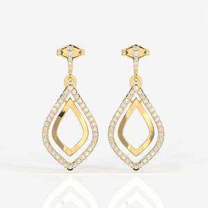 ต่างหูทองคำ 14k ประดับเพชรโมอิสซาไนต์ทรงกลีบดอกไม้สุดหรู - Product Image 1