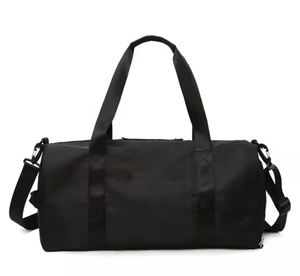 Sac polochon de voyage en nylon noir avec fermeture à glissière à motif de lettre à la mode pour une utilisation en salle de sport - Product Image 1