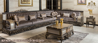 Juego de Muebles de Sala de Estar de Lujo Royal Kingdom, Estilo Barroco Americano y Maharaja, Madera de Teca, Sofá de 8 Plazas