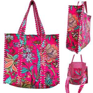 กระเป๋าสะพายไหล่ทำจากผ้านวมลายบล็อกมือ - Product Image 2