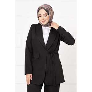 Conjunto de Traje con Chaqueta Negra con Lazos Laterales para Mujer - Product Image 2