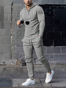 Latest Design Sport <b>Plus</b> <b>Size</b> Casual Solid 2-Piece Men's 100% Cotton Fleece Tracksuit Sets High Quality Custom Print Logo - Product Image 2