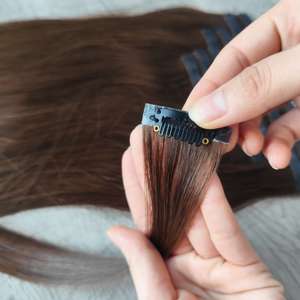 Clip synthétique Double dessiné résistant à la chaleur longue ligne droite dans les postiches 100 grammes Clip d'extension de cheveux synthétiques dans - Product Image 6