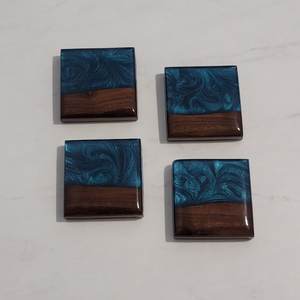 Sous-verres en résine époxy et bois pour la maison et le bureau, sous-verres personnalisés en bois d'acacia et résine époxy - Product Image 6