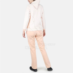 Conjunto Deportivo Clásico de Algodón para Mujer, para Invierno Informal, Sudadera con Capucha de Color Liso, Pantalones con Cordón, Transpirable y Ecológico, Conjunto de 2 Piezas - Product Image 5