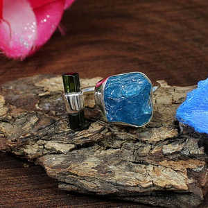 แหวนเงินสเตอร์ลิง92.5สำหรับผู้ชายหินอัญมณีนีออนอะพาไทต์สำหรับเจ้าหญิงตัดโรเดียมชุบเครื่องประดับเม็ดแพลทินัม - Product Image 6