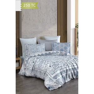 Ensemble de housse de couette en satin JESOLO, taille familiale, 250 TC, mélange de bambou et de coton Varol avec motif géométrique pour un usage domestique - Product Image 1