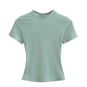 Haute qualité Sexy Slim à manches courtes T-Shirt décontracté pour les femmes mode tendance solide Jersey brodé Logo taille Plus respirant - Product Image 5