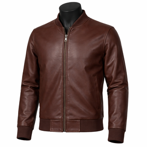 Chaqueta de Cuero Genuino, Corte Ajustado, para Primavera y Otoño, Chaqueta de Cuero de Moda, Chaqueta de Cuero Clásica para Hombre - Product Image 1