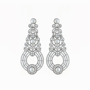 Dernière demande Superbe boucle d'oreille longue Cz en zircon cubique avec placage noir dans les bijoux de mode - Product Image 1