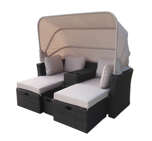 SUNBATHE Moderno al aire libre impermeable cojín Metal ratán mimbre jardín sofá cama para patio trasero y Villa - Product Image 3