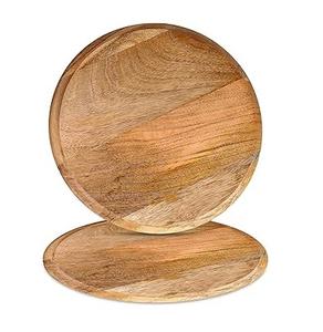 Grande assiette de service en bois de manguier, design moderne, assiette à collation en bois d'acacia, assiette de présentation en bois de luxe, qualité attrayante - Product Image 3