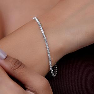 Pulsera de Tenis con Diamantes de Moissanita Incoloros de Corte Redondo de 2 mm para Regalo de Aniversario en Plata 925, Joyería con Incrustaciones a Bajo Precio - Product Image 5