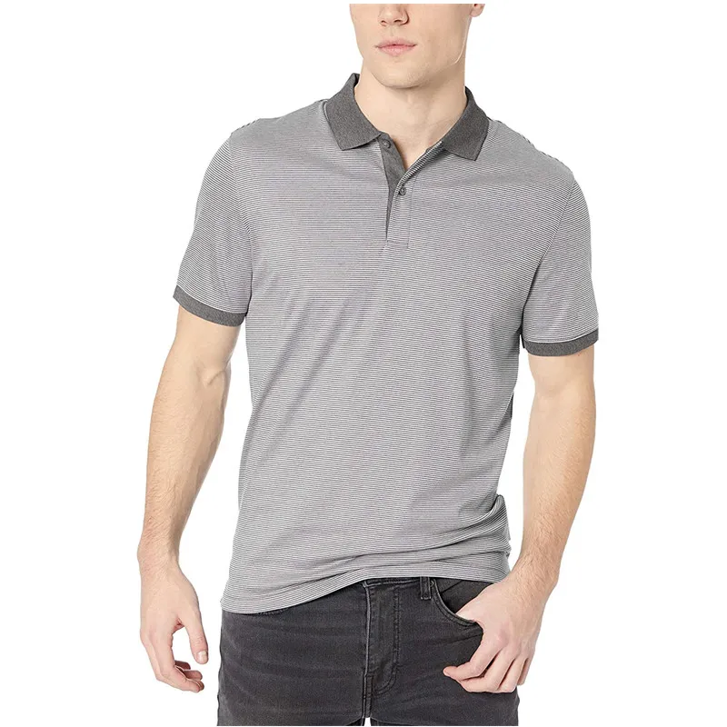 Cao qualitypolo t Áo sơ mi cộng với kích thước 100% cotton nhỏ sọc ngắn tay áo Mens thời trang áo sơ mi pre-thu nhỏ polo Áo sơ mi bán buôn