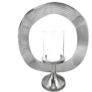 Bougeoir design martelé en aluminium fini argent Pot de cire artisanale Pot votif pour décorations d'éclairage de mariage - Product Image 1
