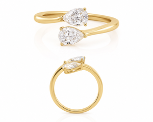 Women's 18K Rose, Yellow Gold Pear Cut Toi et Moi Lab Grown <b>Diamond</b> <b>Ring</b> IGI Certified Classic Style Everyday Wear <b>Ring</b> For Her - Product Image 2