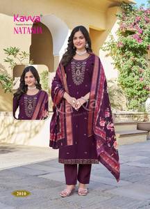 Ensemble de Kurti en soie romaine brodée réversible à séchage rapide et sans plis pour femmes élégantes et modernes pantalon Dupatta décontracté indien pakistanais - Product Image 5