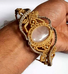 กำไลข้อมือลูกปัดแมคคราเม่เคลือบทองสไตล์วินเทจปรับได้ด้ายหลากสี - Product Image 4