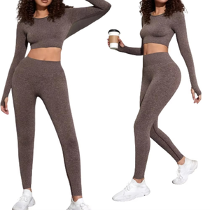 ชุดโยคะไร้ตะเข็บสำหรับผู้หญิงชุดเล่นฟิตเนส2ชิ้นชุดเล่นโยคะฟิตเนสชุดกีฬาฤดูร้อน - Product Image 5