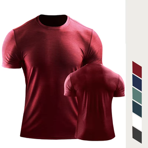 T-shirt de fitness de gymnastique taille américaine personnalisé tissu tricoté à séchage rapide et coupe ajustée t-shirt formel d'impression solide pour hommes - Product Image 2