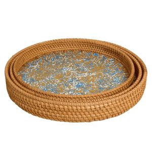 Design chaud coquille d'oeuf en rotin rond plateau de service variété de taille pour table café et ustensiles de cuisine en gros de haute qualité du Vietnam - Product Image 1
