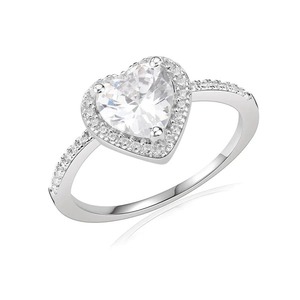 Anillo con forma de corazón de moissanita blanca de Plata de Ley 925, fabricación de pedidos personalizados para joyería de moda, regalo para mujer, su anillo personalizado - Product Image 1