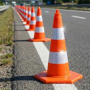 Cône de signalisation en PVC de 75 cm avec bande réfléchissante, barrière routière en PE léger pour la sécurité routière - Product Image 2