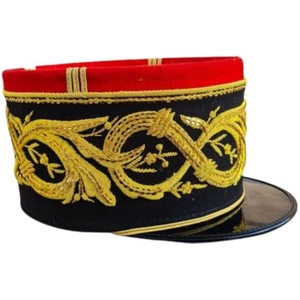 Casquette de cérémonie de style militaire européen classique, casquette de kepi française de qualité supérieure avec broderie à la main et passement doré - Product Image 5