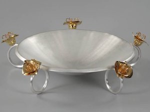 ชามเสิร์ฟช็อคโกแลตลายดอกไม้ที่ไม่เหมือนใครสำหรับบ้านโรงแรมร้านอาหารบนโต๊ะสีเงินทรงกลมถ้วยเสิร์ฟ - Product Image 6