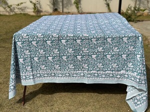 Couverture de table à manger imprimée en blocs de coton nappe artisanale décor de fête de mariage et d'événement couverture de table de cuisine cadeau pour invité - Product Image 6