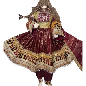 Afghani ชุดแต่งงานทำมือที่มีกระดุมลูกไม้, ชุดทำงานแบบผูกเชือกเอวธรรมชาติซักได้สำหรับคู่รักเด็กๆ - Product Image 1