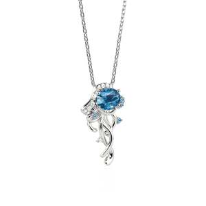 สร้อยคอจี้แมงกะพรุนเจลลี่ฟิชประดับด้วยหินรูปไข่สีน้ำเงิน - Product Image 2