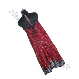 SD017 Vintage imprimé fleuri soie Saree indien pakistanais vêtements Boho Hippy nouvelle robe adultes longue imprimé fleuri Sari/Shari - Product Image 4