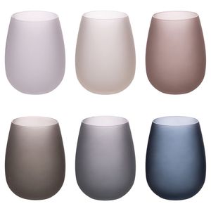 Set di 6 Bicchieri da Acqua Satinati da 600 ml con Pietre per Happy Hour - Product Image 1
