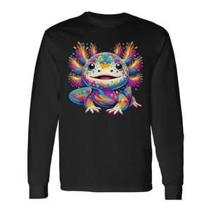T-shirt à manches longues coloré et mignon avec motif Axolotl Kawaii – Design promotionnel - Product Image 1