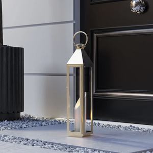 Bougeoirs pilier en acier inoxydable plaqué or de luxe modernes faits à la main A.K Artisanat Vintage Décoration de maison de Noël et de mariage - Product Image 2