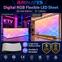 RAYMATES Hoja LED Digital SPI Matriz Luz DC24V SMD5050 RGB Flexible Panel de Hoja LED Recortable 20W Hoja de Retroiluminación LED