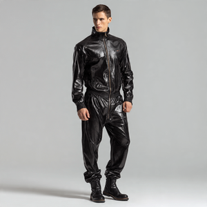 ชุดหนัง PU แบบระบายอากาศได้สำหรับผู้ชายชุดวอร์มหนังกระเป๋าหน้าอกสำหรับนักขี่มอเตอร์ไซด์ชุดหนังคาร์โก้แฟชั่นสำหรับผู้ชาย - Product Image 3