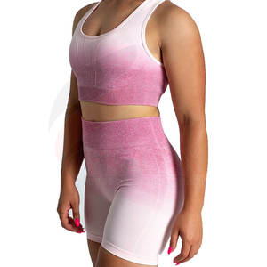 Sujetador deportivo ligero para mujer y pantalones cortos de yoga con patrón sólido Conjunto de ropa de gimnasio Logotipo personalizado Ropa de fitness - Product Image 1