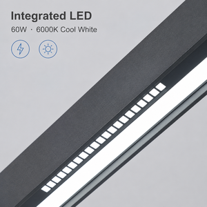 Lustre moderne en fer noir, linéaire, LED intégrée 60W 6000K, hauteur réglable, pour bureau, salle à manger, îlot de cuisine - Product Image 4