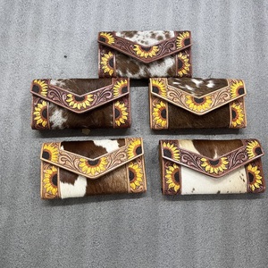 กระเป๋าคลัทช์หนังลายดอกทานตะวันสำหรับผู้หญิงกระเป๋าคลัทช์หนังแกะลายเครื่องมือมีสีดีไซน์ใหม่ - Product Image 2