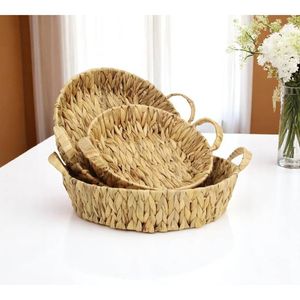 Rustic Handmade Water Hyacinth <b>Basket</b> For Country Style Home Organization With Natural Fiber <b>Weaving</b> - Product Image 5
