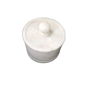 Pot à bonbons en marbre blanc avec couvercle, en onyx sculpté à la main, écologique, décoratif, style antique - Product Image 4